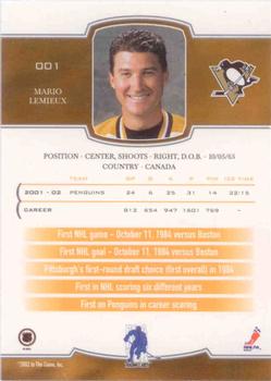 2002-03 Be a Player First Edition #001 Mario Lemieux Back