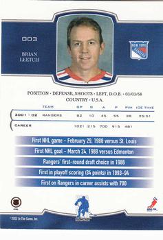 2002-03 Be a Player First Edition #003 Brian Leetch Back