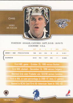2002-03 Be a Player First Edition #046 Mike Dunham Back