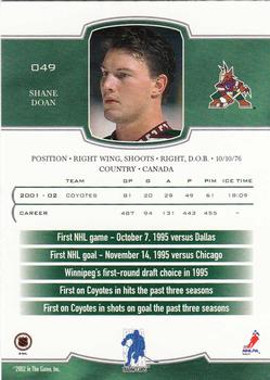 2002-03 Be a Player First Edition #049 Shane Doan Back