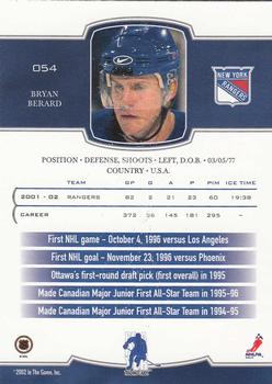 2002-03 Be a Player First Edition #054 Bryan Berard Back