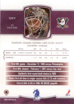 2002-03 Be a Player First Edition #057 J-S Giguere Back