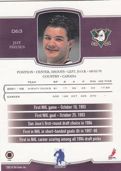 2002-03 Be a Player First Edition #063 Jeff Friesen Back