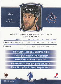 2002-03 Be a Player First Edition #073 Todd Bertuzzi Back