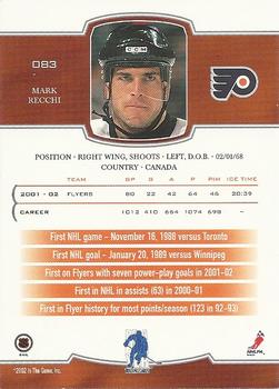 2002-03 Be a Player First Edition #083 Mark Recchi Back