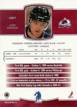 2002-03 Be a Player First Edition #087 Alex Tanguay Back