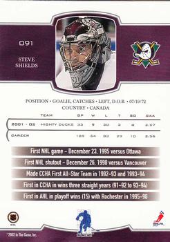 2002-03 Be a Player First Edition #091 Steve Shields Back