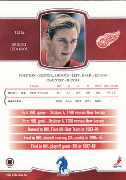2002-03 Be a Player First Edition #105 Sergei Fedorov Back