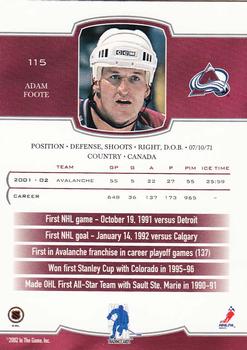 2002-03 Be a Player First Edition #115 Adam Foote Back