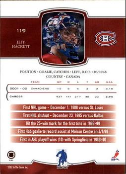 2002-03 Be a Player First Edition #119 Jeff Hackett Back
