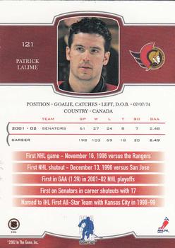 2002-03 Be a Player First Edition #121 Patrick Lalime Back