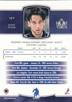 2002-03 Be a Player First Edition #127 Jamie Storr Back