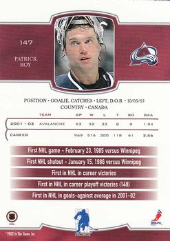 2002-03 Be a Player First Edition #147 Patrick Roy Back