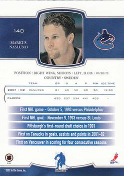 2002-03 Be a Player First Edition #148 Markus Naslund Back