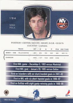 2002-03 Be a Player First Edition #194 Mike Peca Back
