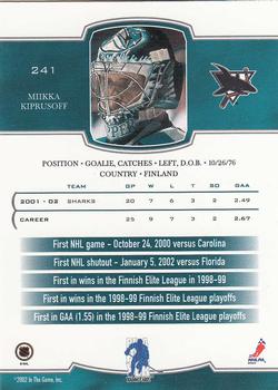 2002-03 Be a Player First Edition #241 Miikka Kiprusoff Back