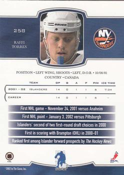 2002-03 Be a Player First Edition #258 Raffi Torres Back
