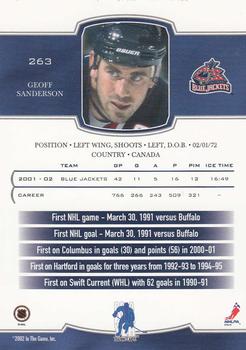2002-03 Be a Player First Edition #263 Geoff Sanderson Back