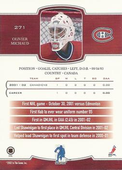 2002-03 Be a Player First Edition #271 Olivier Michaud Back