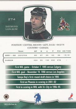 2002-03 Be a Player First Edition #274 Daymond Langkow Back