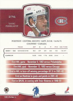 2002-03 Be a Player First Edition #276 Yanic Perreault Back