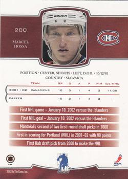 2002-03 Be a Player First Edition #288 Marcel Hossa Back