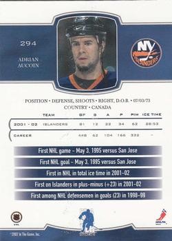 2002-03 Be a Player First Edition #294 Adrian Aucoin Back