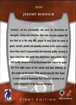 2002-03 Be a Player First Edition #309 Jeremy Roenick Back