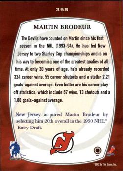 2002-03 Be a Player First Edition #358 Martin Brodeur Back