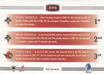 2002-03 Be a Player First Edition #375 Peter Worrell / Brad Ference / Chris Neil Back