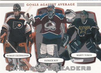 2002-03 Be a Player First Edition #376 Patrick Roy / Roman Cechmanek / Marty Turco Front