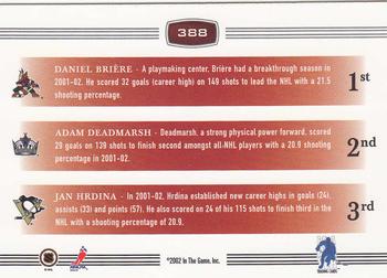 2002-03 Be a Player First Edition #388 Daniel Briere / Adam Deadmarsh / Jan Hrdina Back