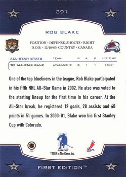 2002-03 Be a Player First Edition #391 Rob Blake Back