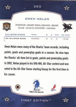 2002-03 Be a Player First Edition #393 Owen Nolan Back