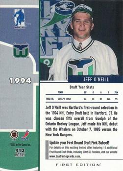 2002-03 Be a Player First Edition #412 Jeff O'Neill Back