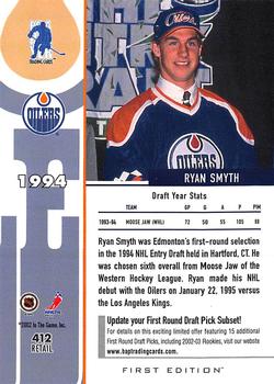 2002-03 Be a Player First Edition #412 Ryan Smyth Back
