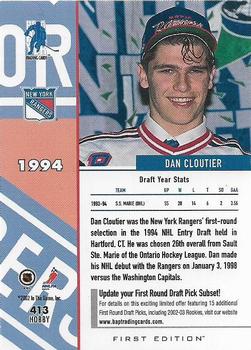 2002-03 Be a Player First Edition #413 Dan Cloutier Back