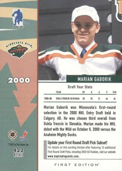 2002-03 Be a Player First Edition #422 Marian Gaborik Back