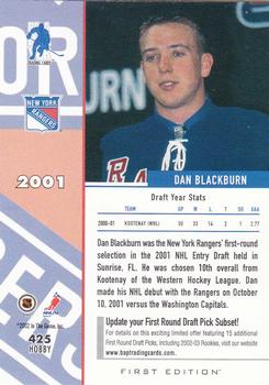 2002-03 Be a Player First Edition #425 Dan Blackburn Back