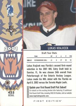 2002-03 Be a Player First Edition #425 Lukas Krajicek Back