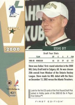 2002-03 Be a Player First Edition #431 Steve Ott Back