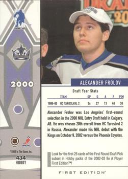 2002-03 Be a Player First Edition #434 Alexander Frolov Back