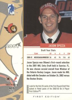 2002-03 Be a Player First Edition #435 Jason Spezza Back