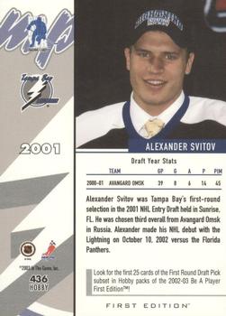 2002-03 Be a Player First Edition #436 Alexander Svitov Back