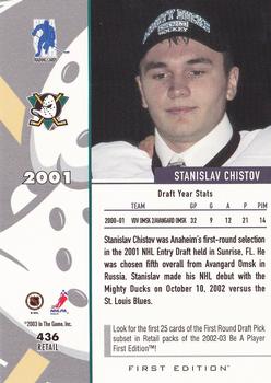 2002-03 Be a Player First Edition #436 Stanislav Chistov Back