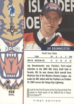 2002-03 Be a Player First Edition #438 Jay Bouwmeester Back