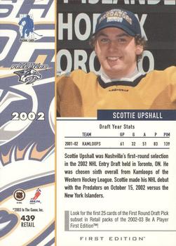 2002-03 Be a Player First Edition #439 Scottie Upshall Back