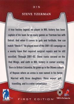 2002-03 Be a Player First Edition #315 Steve Yzerman Back