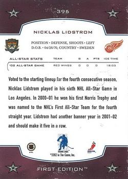 2002-03 Be a Player First Edition #396 Nicklas Lidstrom Back