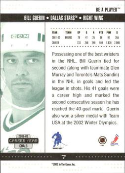 2002-03 Be a Player Memorabilia #7 Bill Guerin Back